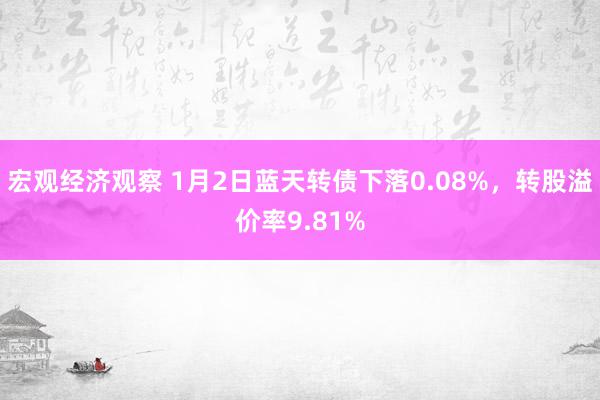 宏观经济观察 1月2日蓝天转债下落0.08%，转股溢价率9.81%