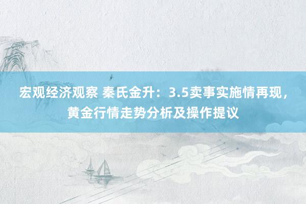 宏观经济观察 秦氏金升：3.5卖事实施情再现，黄金行情走势分析及操作提议