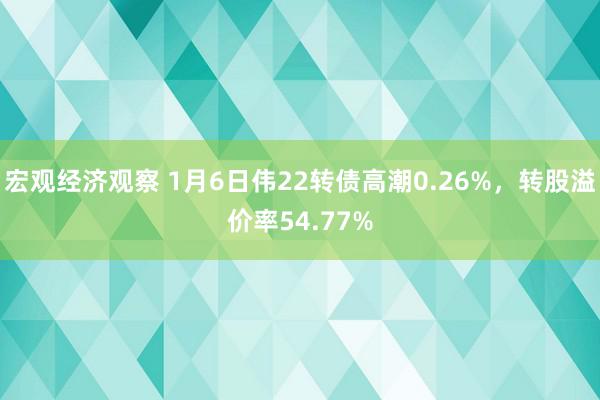 宏观经济观察 1月6日伟22转债高潮0.26%，转股溢价率54.77%