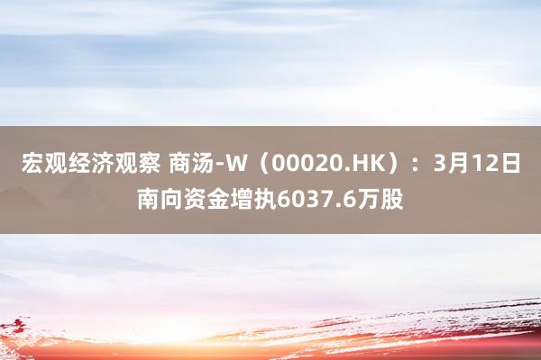 宏观经济观察 商汤-W（00020.HK）：3月12日南向资金增执6037.6万股