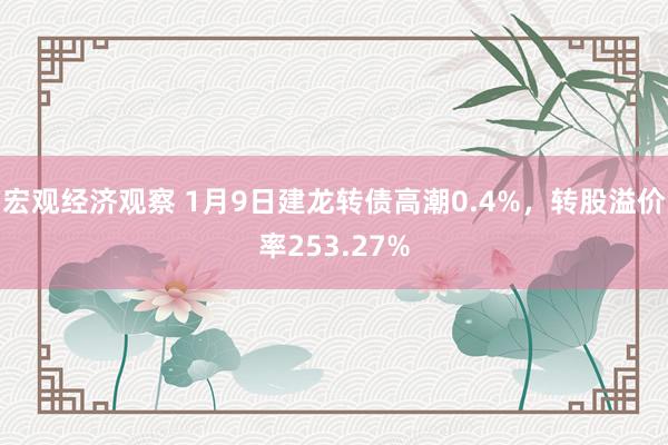 宏观经济观察 1月9日建龙转债高潮0.4%，转股溢价率253.27%