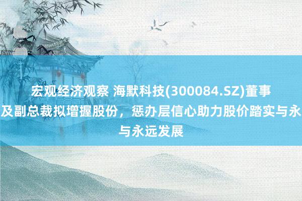 宏观经济观察 海默科技(300084.SZ)董事长佳偶及副总裁拟增握股份，惩办层信心助力股价踏实与永远发展